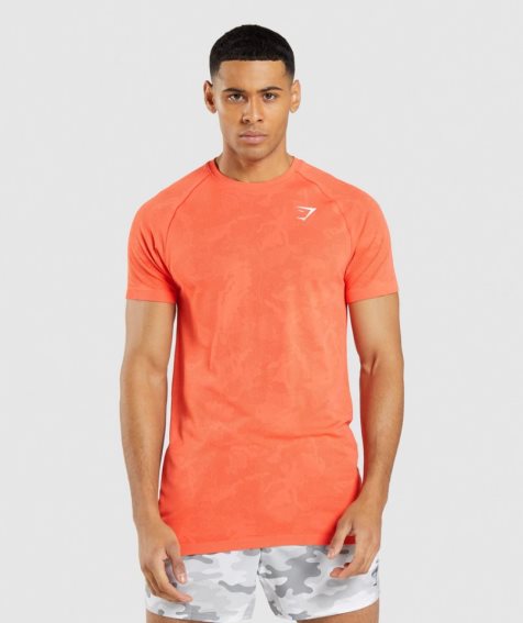 Men's Gymshark Geo Seamless T-Shirts Orange | NZ 2PEAFB